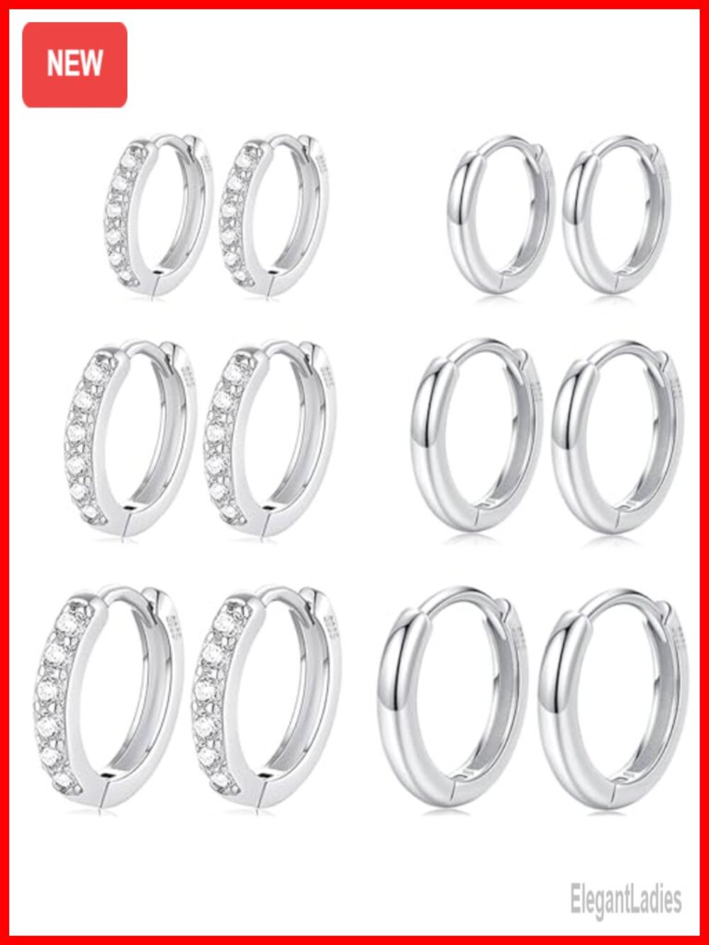 925 Sterling Silver Small Hoop Earrings 6 Pairs Hypoallergenic Huggie Set